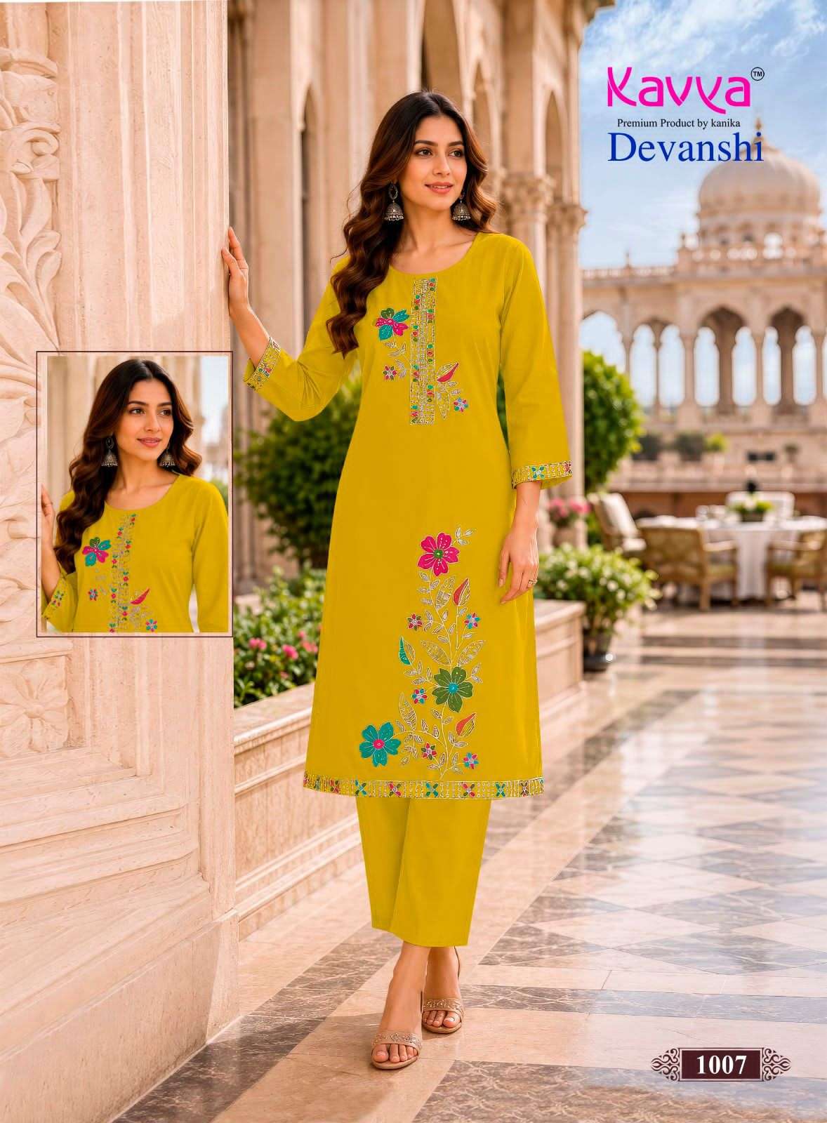 Kavya Devanshi Vol 1 Premium Dhabu Cotton Kurti Bottom Set
