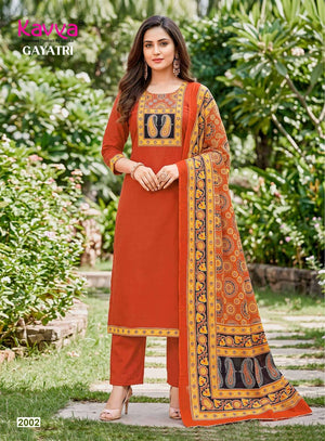 Kavya Gayatri Vol 2 Dhabu Cotton Kurti Pant Dupatta Set