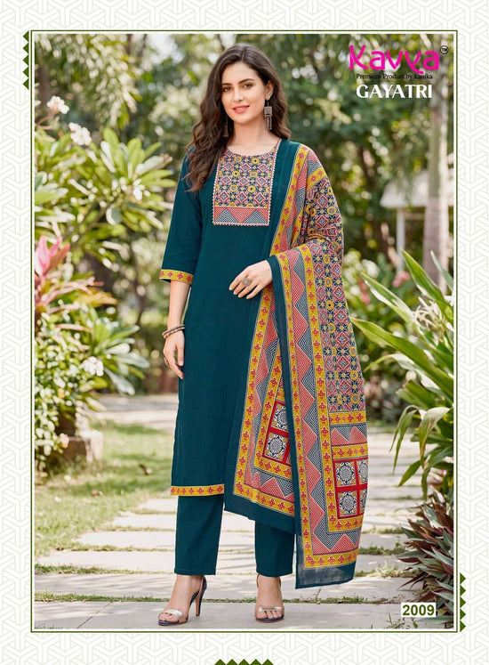 Kavya Gayatri Vol 2 Dhabu Cotton Kurti Pant Dupatta Set
