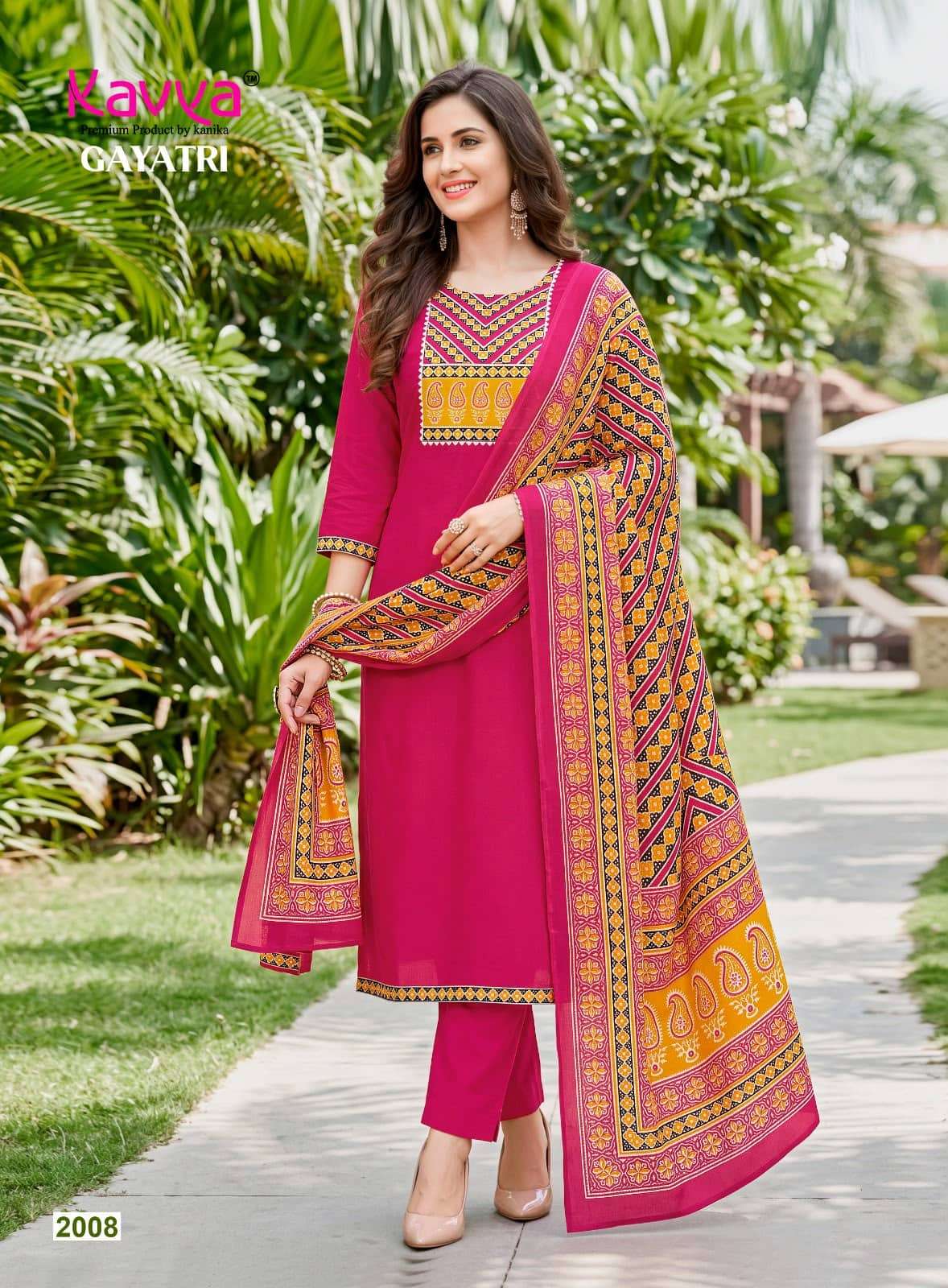Kavya Gayatri Vol 2 Dhabu Cotton Kurti Pant Dupatta Set