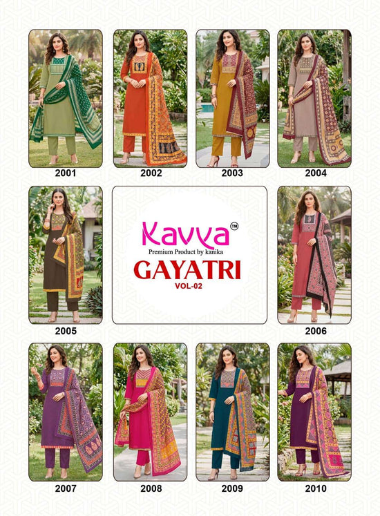 Kavya Gayatri Vol 2 Dhabu Cotton Kurti Pant Dupatta Set