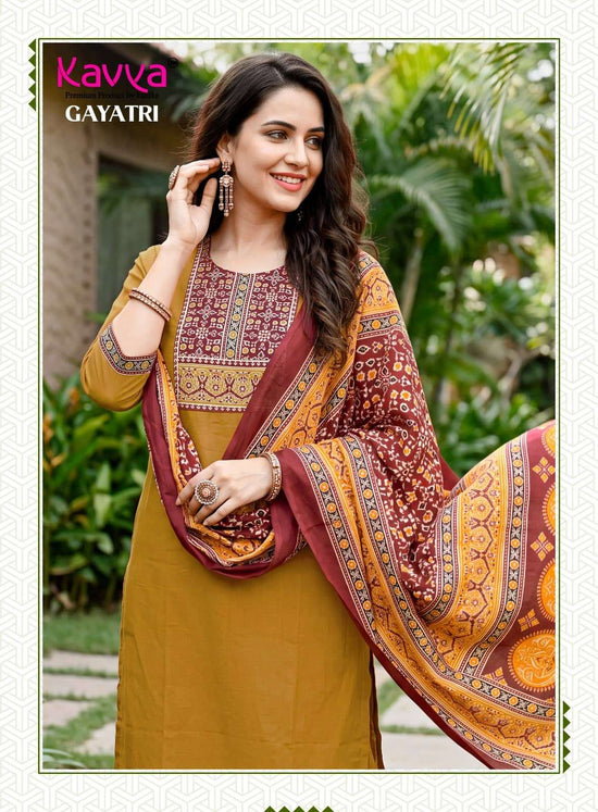 Kavya Gayatri Vol 2 Dhabu Cotton Kurti Pant Dupatta Set
