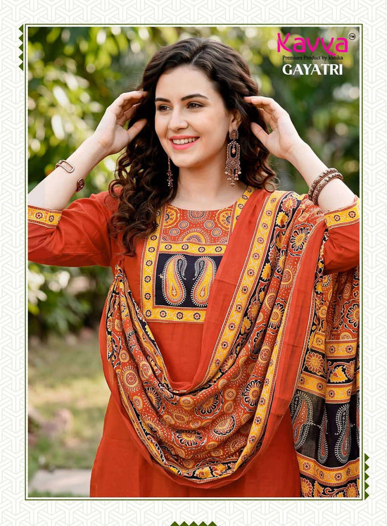 Kavya Gayatri Vol 2 Dhabu Cotton Kurti Pant Dupatta Set