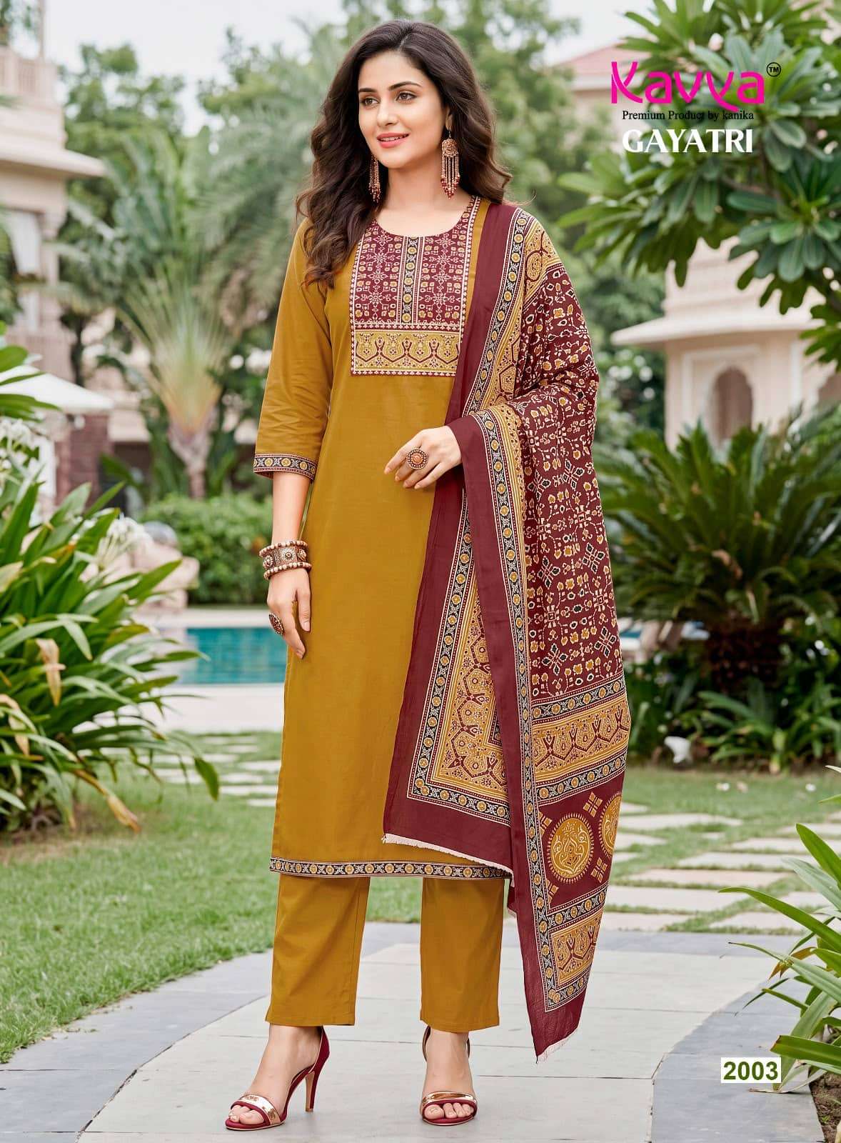 Kavya Gayatri Vol 2 Dhabu Cotton Kurti Pant Dupatta Set