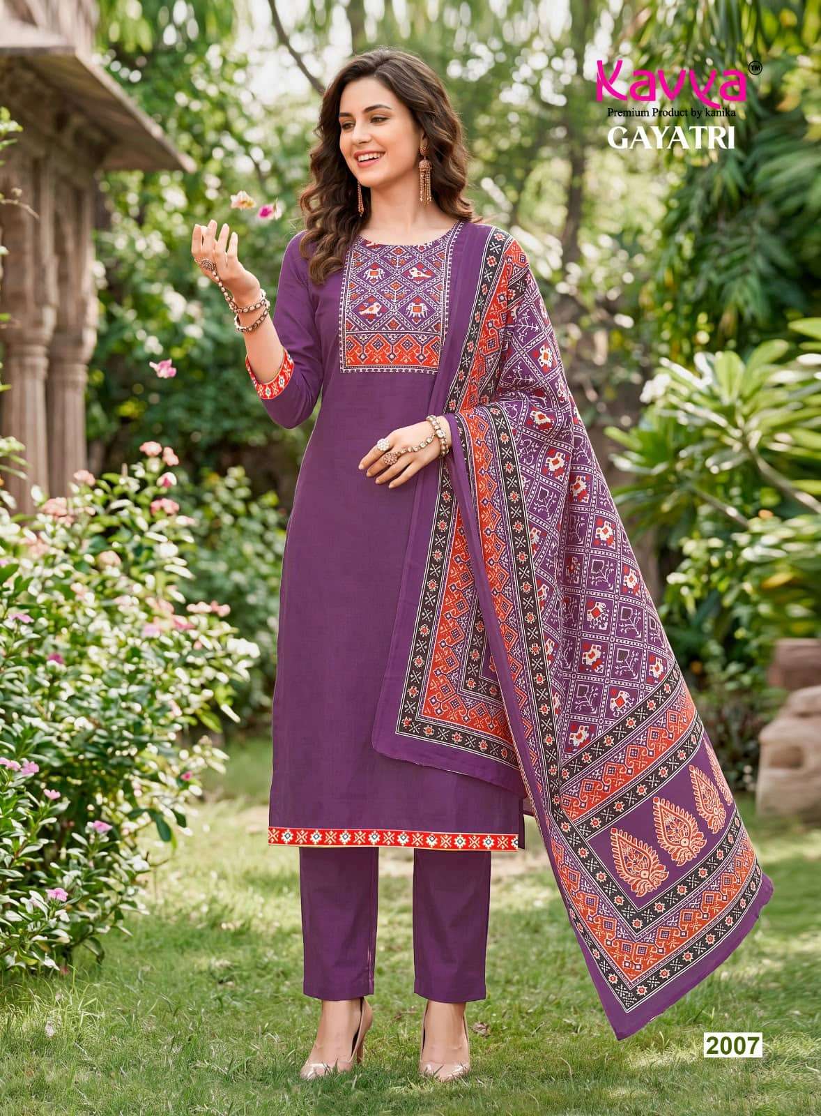 Kavya Gayatri Vol 2 Dhabu Cotton Kurti Pant Dupatta Set