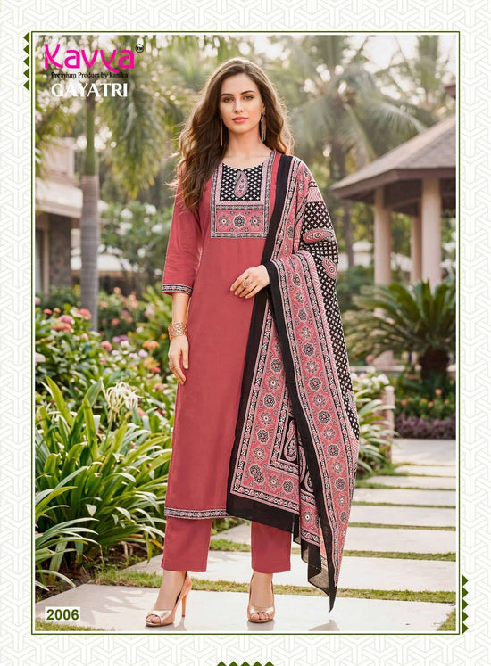 Kavya Gayatri Vol 2 Dhabu Cotton Kurti Pant Dupatta Set