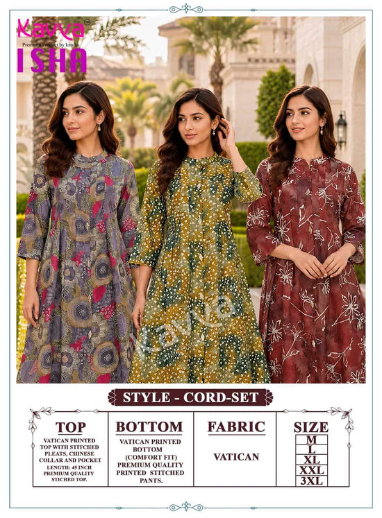 Kavya Isha Vol 2 Premium Vatican Printed Co-ord Set - Amrah Wholesale
