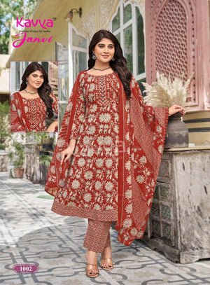 KAVYA JANVI VOL-1 Cotton Printed Stitched Anarkali Suit Set - Amrah Wholesale
