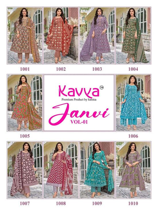 KAVYA JANVI VOL-1 Cotton Printed Stitched Anarkali Suit Set