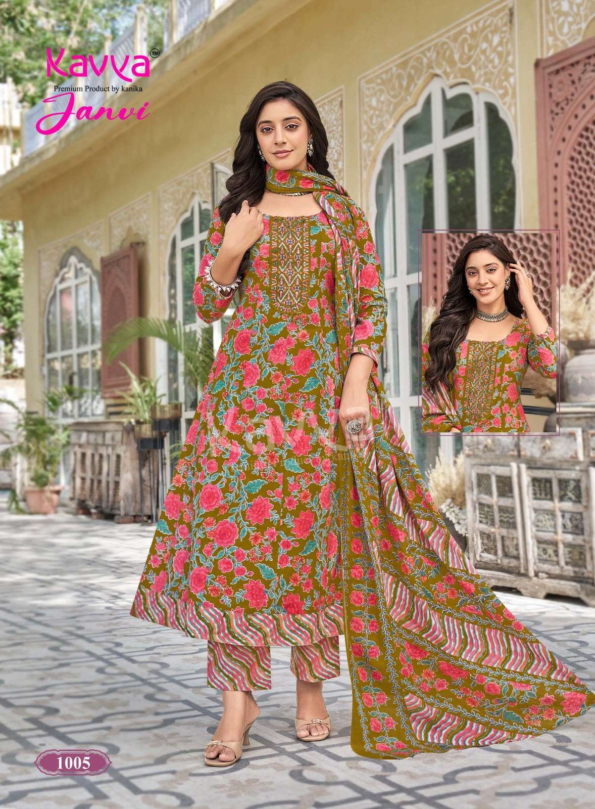 KAVYA JANVI VOL-1 Cotton Printed Stitched Anarkali Suit Set