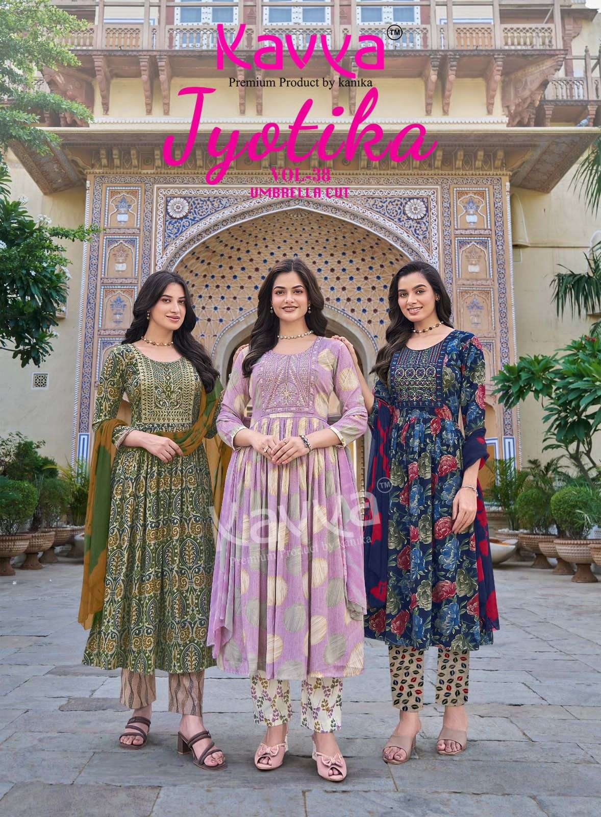 Kavya Jyotika Vol 38 Foil Print Kurti Pant Dupatta Set
