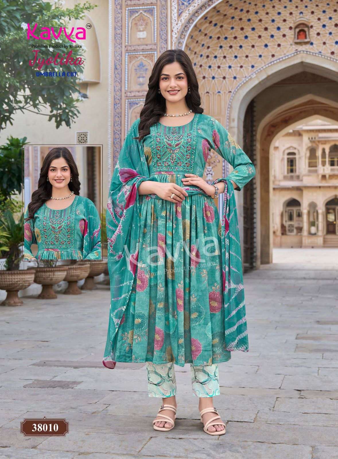 Kavya Jyotika Vol 38 Foil Print Kurti Pant Dupatta Set