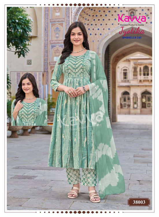 Kavya Jyotika Vol 38 Foil Print Kurti Pant Dupatta Set