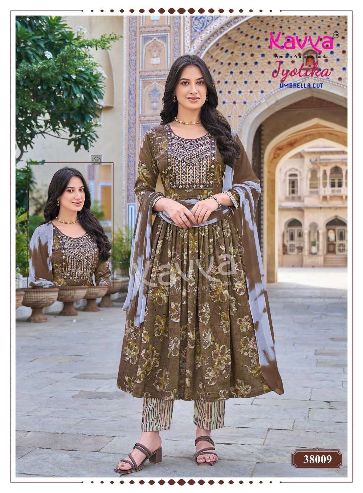 Kavya Jyotika Vol 38 Foil Print Kurti Pant Dupatta Set