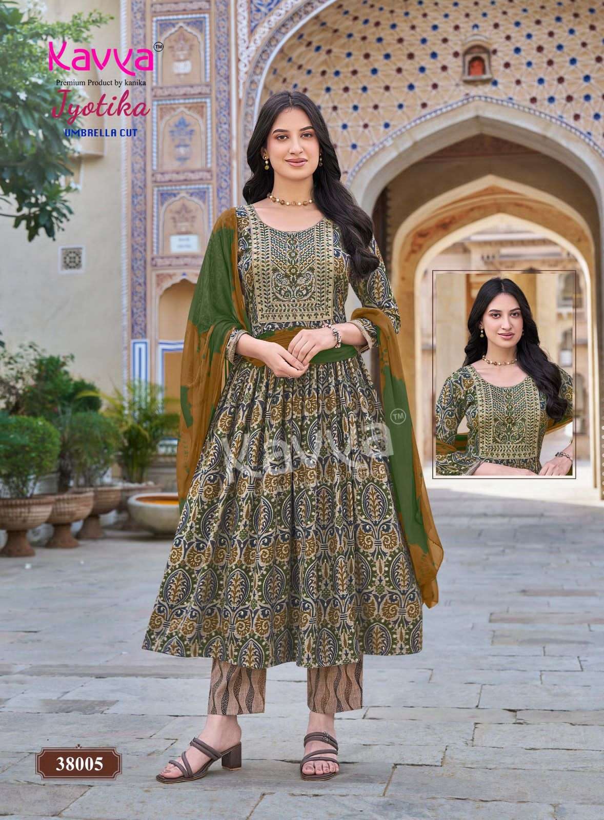 Kavya Jyotika Vol 38 Foil Print Kurti Pant Dupatta Set