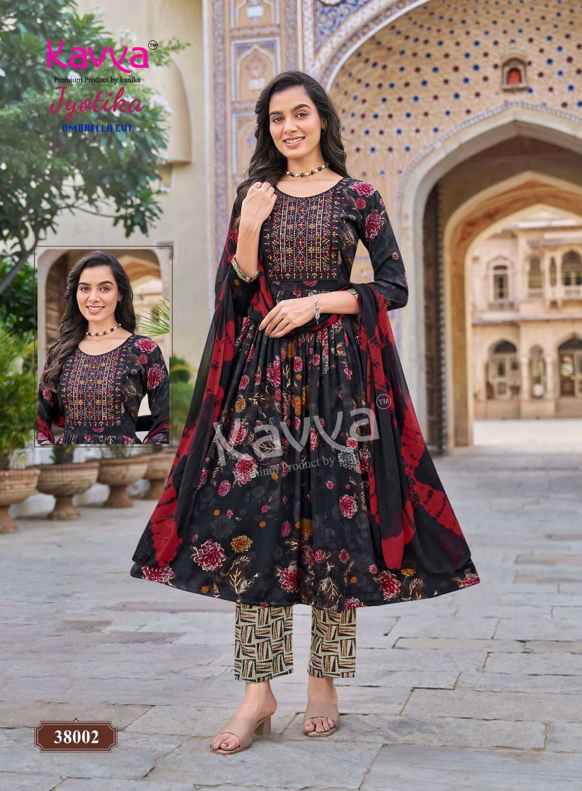 Kavya Jyotika Vol 38 Foil Print Kurti Pant Dupatta Set