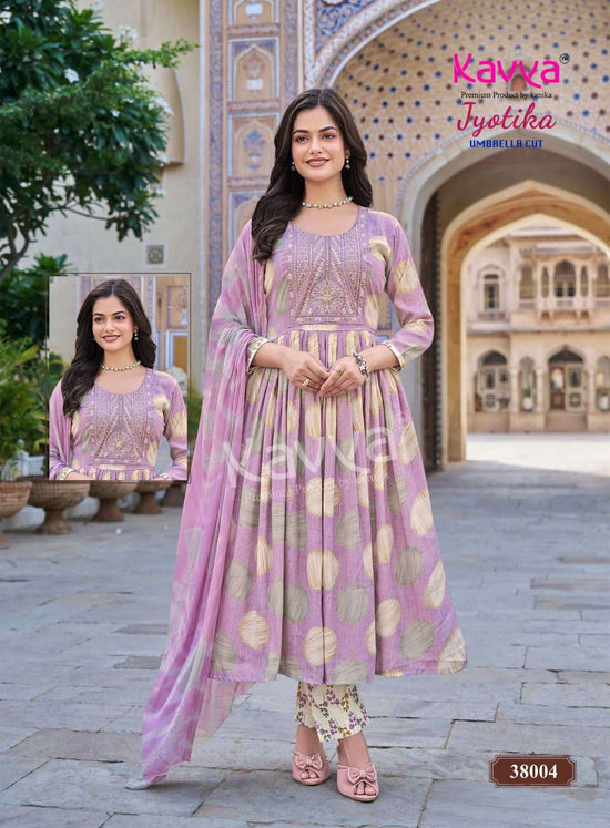 Kavya Jyotika Vol 38 Foil Print Kurti Pant Dupatta Set