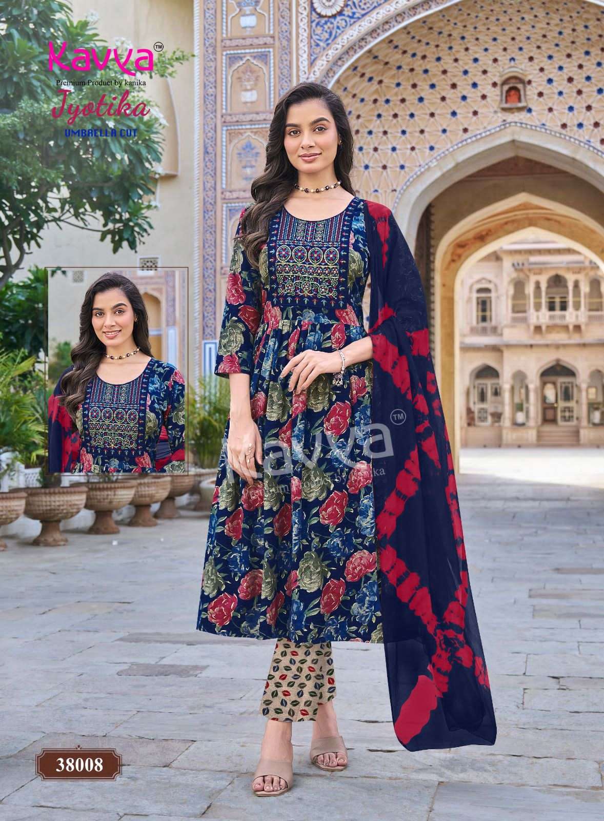 Kavya Jyotika Vol 38 Foil Print Kurti Pant Dupatta Set