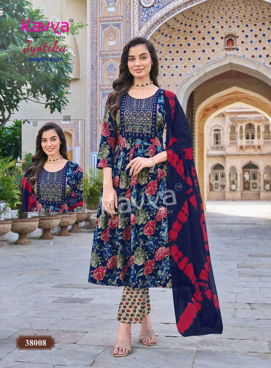 Kavya Jyotika Vol 38 Foil Print Kurti Pant Dupatta Set