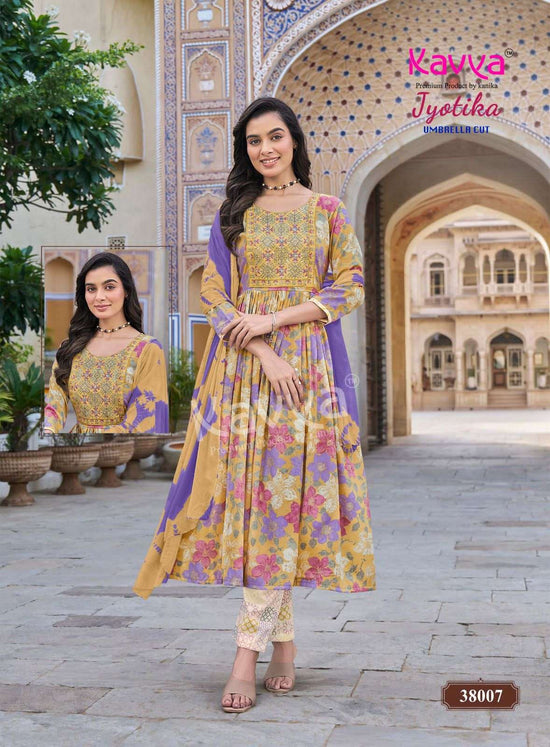 Kavya Jyotika Vol 38 Foil Print Kurti Pant Dupatta Set