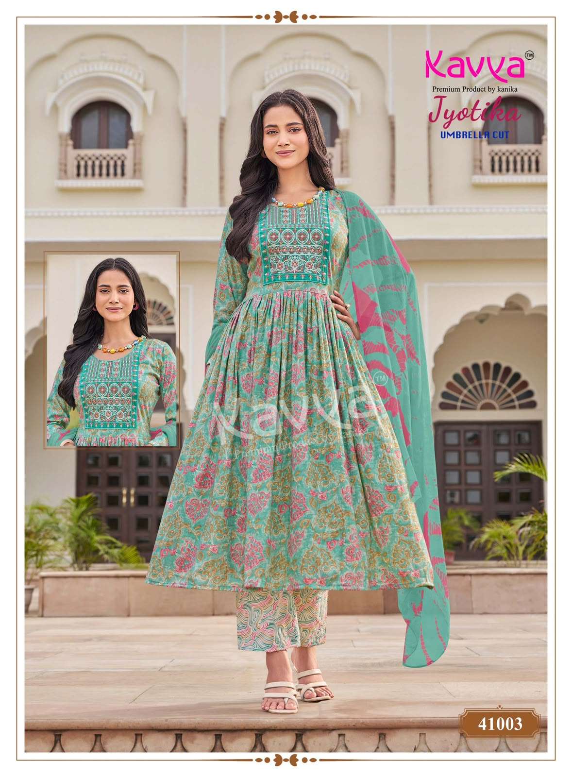 Kavya Jyotika Vol 41 Foil Print Kurti Pant Dupatta Set