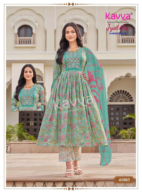 Kavya Jyotika Vol 41 Foil Print Kurti Pant Dupatta Set
