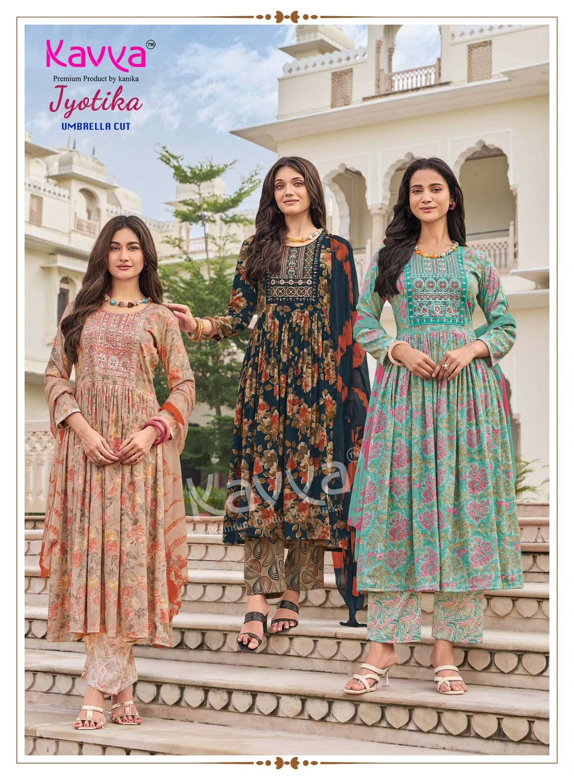 Kavya Jyotika Vol 41 Foil Print Kurti Pant Dupatta Set