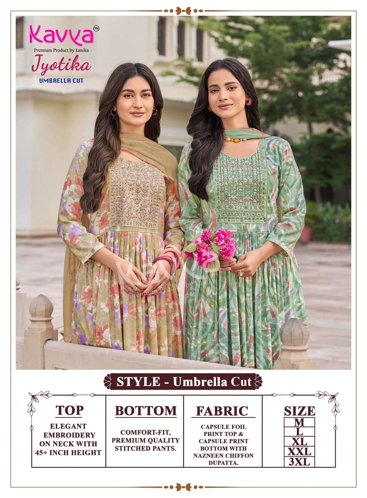 Kavya Jyotika Vol 41 Foil Print Kurti Pant Dupatta Set