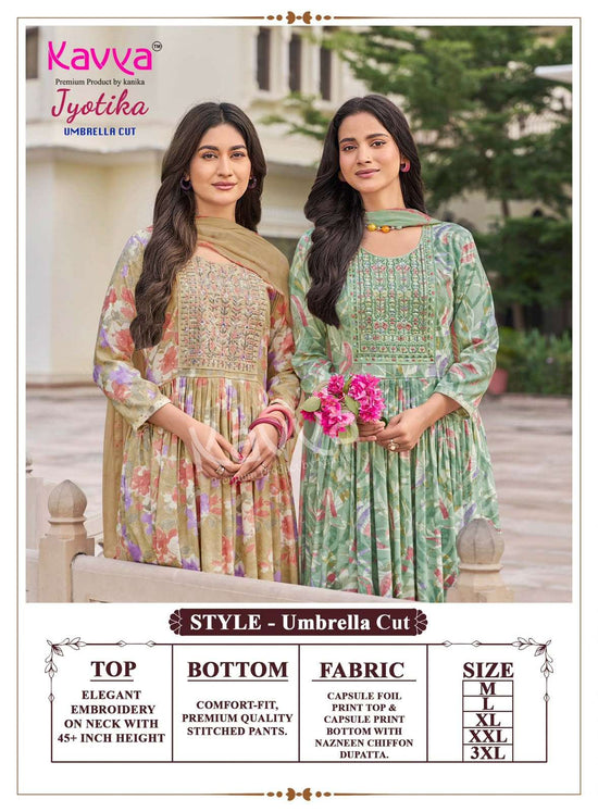Kavya Jyotika Vol 41 Foil Print Kurti Pant Dupatta Set