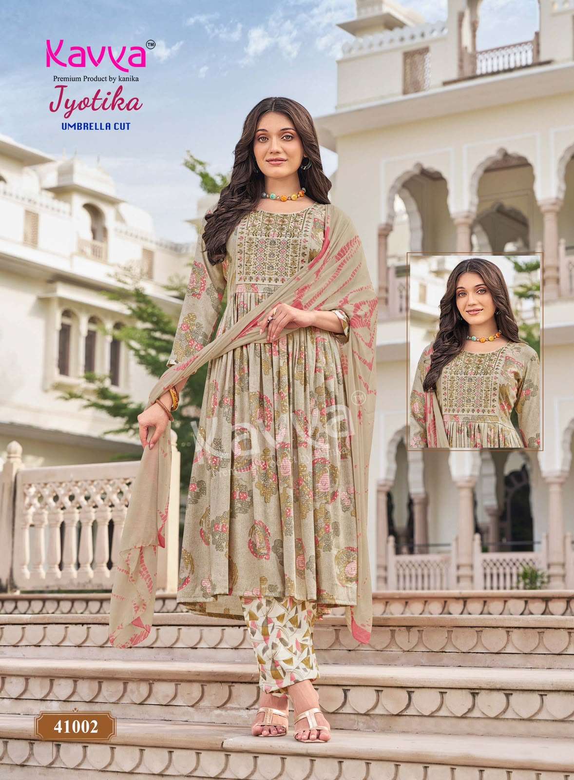 Kavya Jyotika Vol 41 Foil Print Kurti Pant Dupatta Set