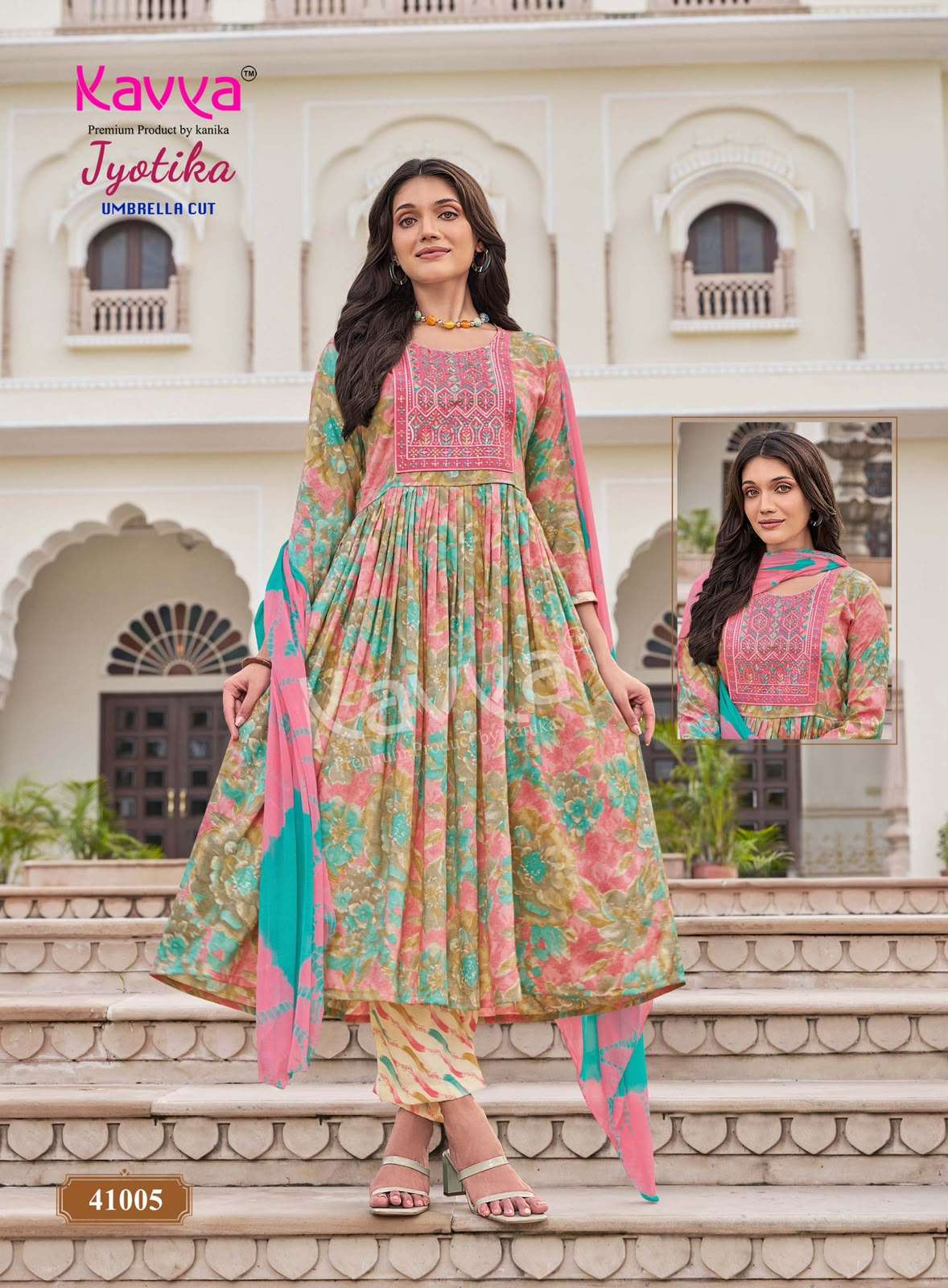 Kavya Jyotika Vol 41 Foil Print Kurti Pant Dupatta Set