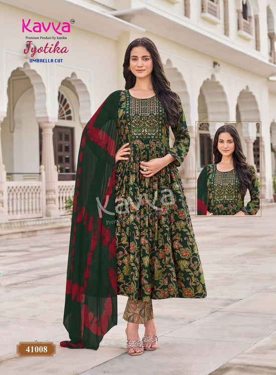 Kavya Jyotika Vol 41 Foil Print Kurti Pant Dupatta Set