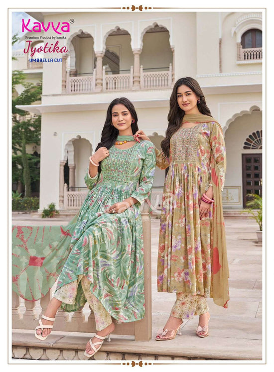 Kavya Jyotika Vol 41 Foil Print Kurti Pant Dupatta Set