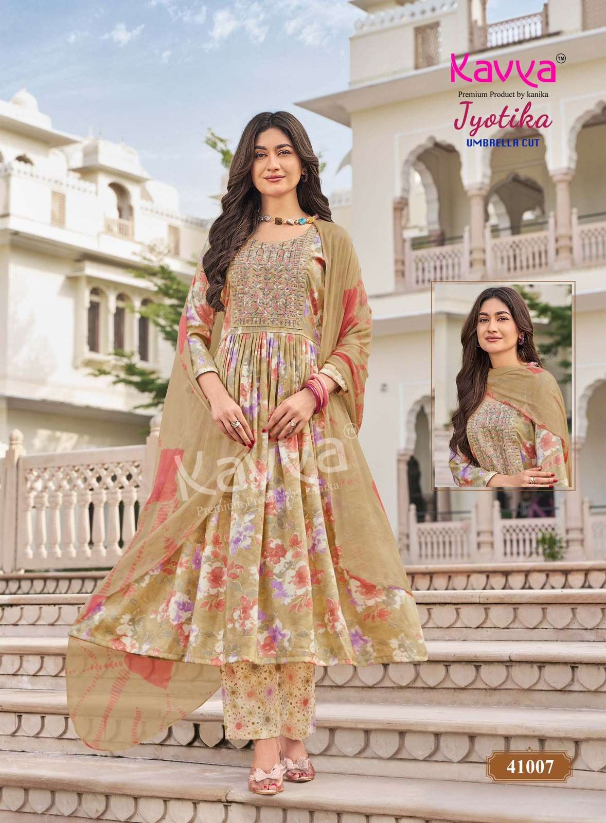 Kavya Jyotika Vol 41 Foil Print Kurti Pant Dupatta Set