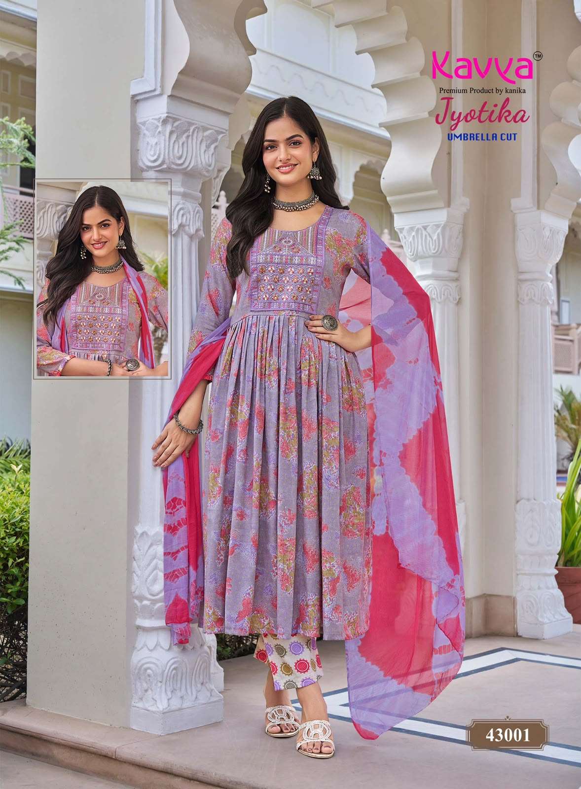 Kavya Jyotika Vol 43 Chiffon Embroidered Printed Salwar Suit Set