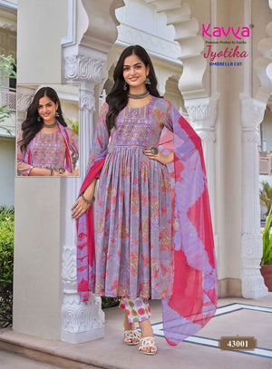 Kavya Jyotika Vol 43 Chiffon Embroidered Printed Salwar Suit Set