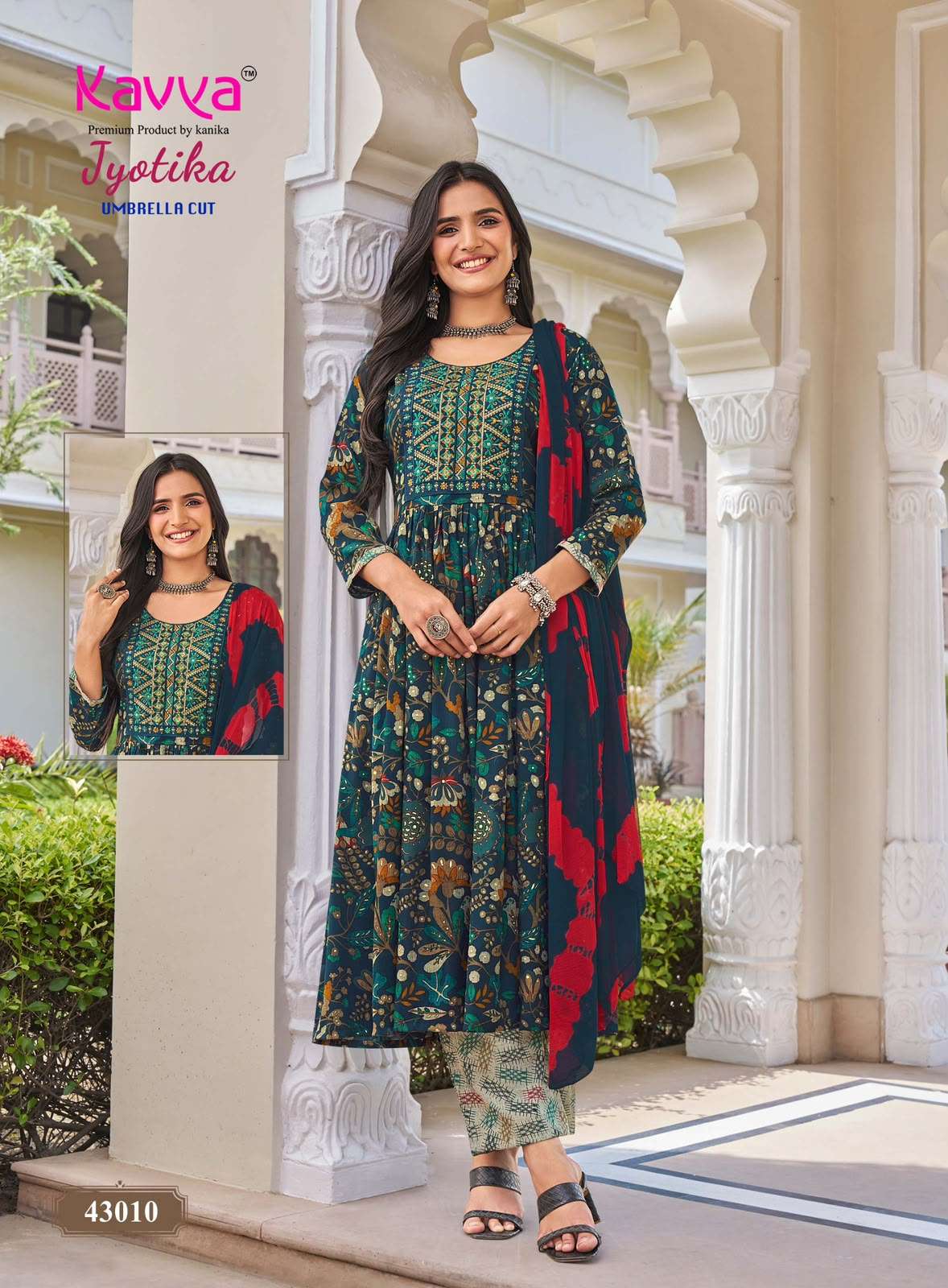 Kavya Jyotika Vol 43 Chiffon Embroidered Printed Salwar Suit Set