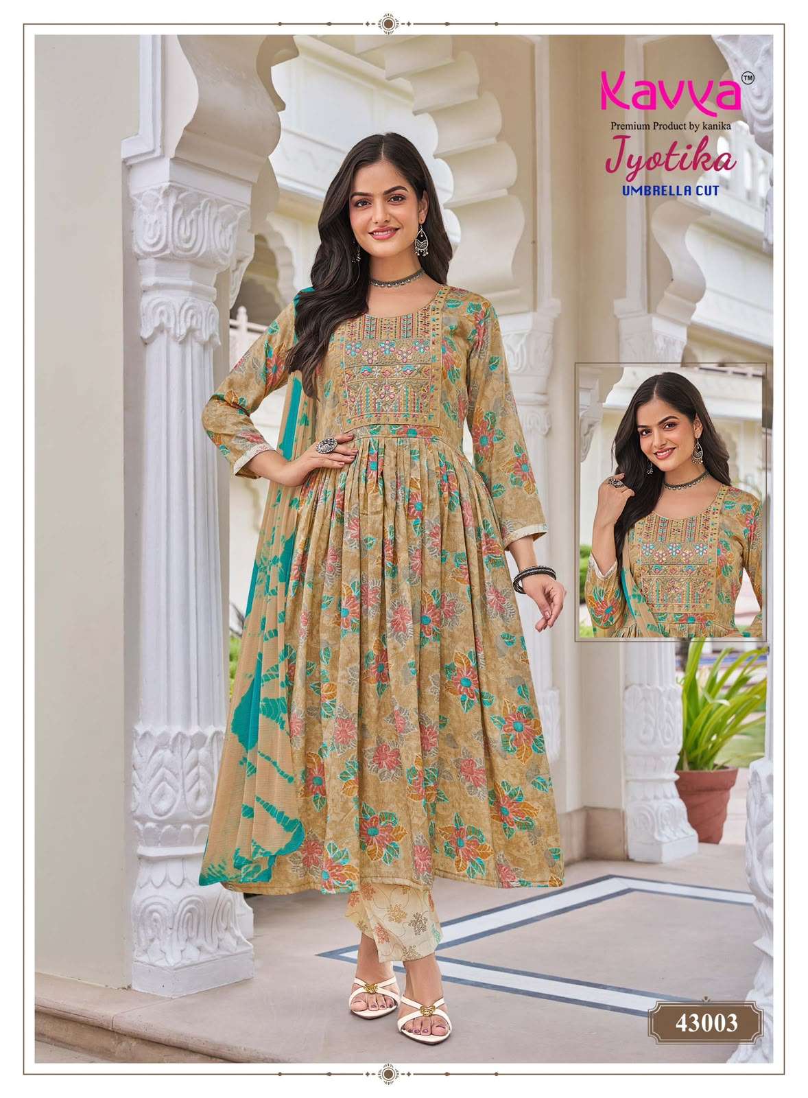 Kavya Jyotika Vol 43 Chiffon Embroidered Printed Salwar Suit Set