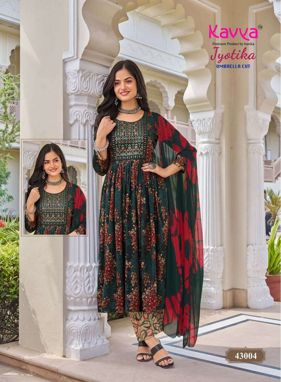Kavya Jyotika Vol 43 Chiffon Embroidered Printed Salwar Suit Set