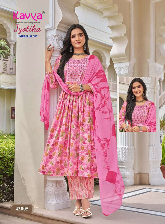 Kavya Jyotika Vol 43 Chiffon Embroidered Printed Salwar Suit Set
