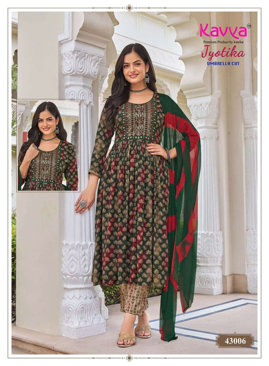 Kavya Jyotika Vol 43 Chiffon Embroidered Printed Salwar Suit Set