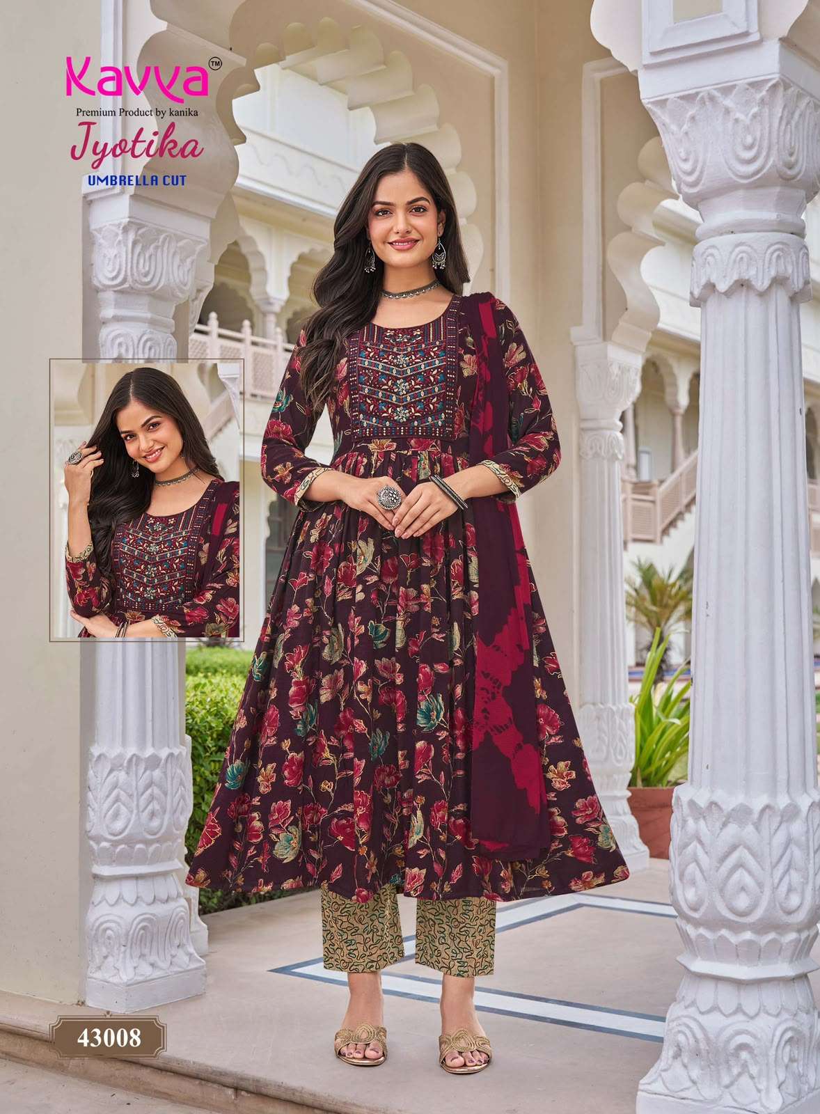 Kavya Jyotika Vol 43 Chiffon Embroidered Printed Salwar Suit Set