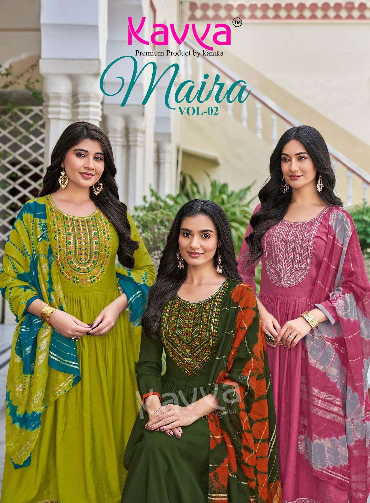 Kavya Maira Vol 2 Embroidered Kurti Pant Dupatta Set