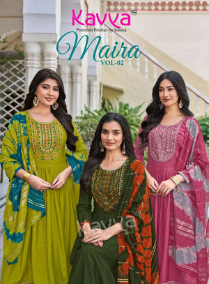 Kavya Maira Vol 2 Embroidered Kurti Pant Dupatta Set