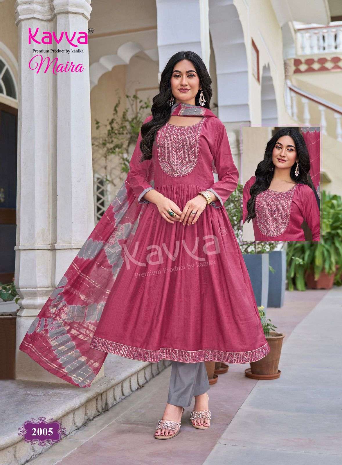 Kavya Maira Vol 2 Embroidered Kurti Pant Dupatta Set
