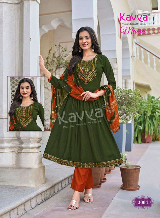 Kavya Maira Vol 2 Embroidered Kurti Pant Dupatta Set