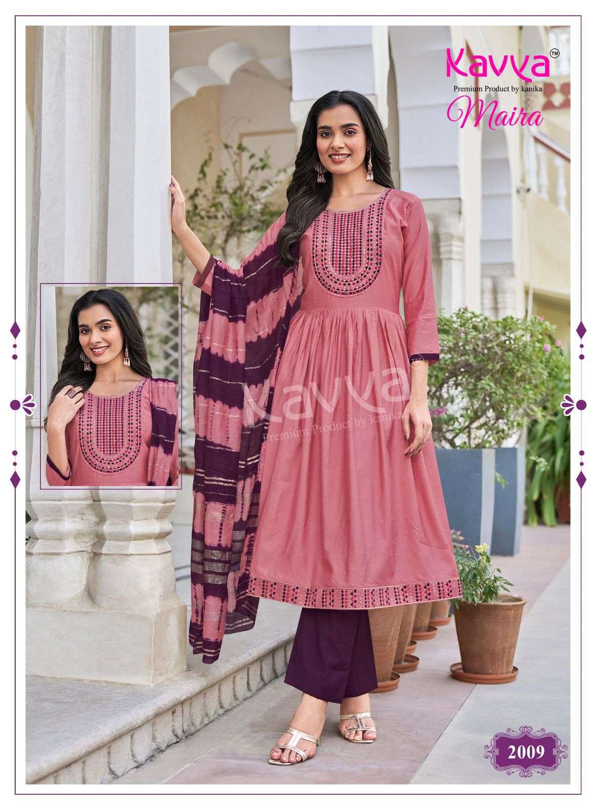 Kavya Maira Vol 2 Embroidered Kurti Pant Dupatta Set