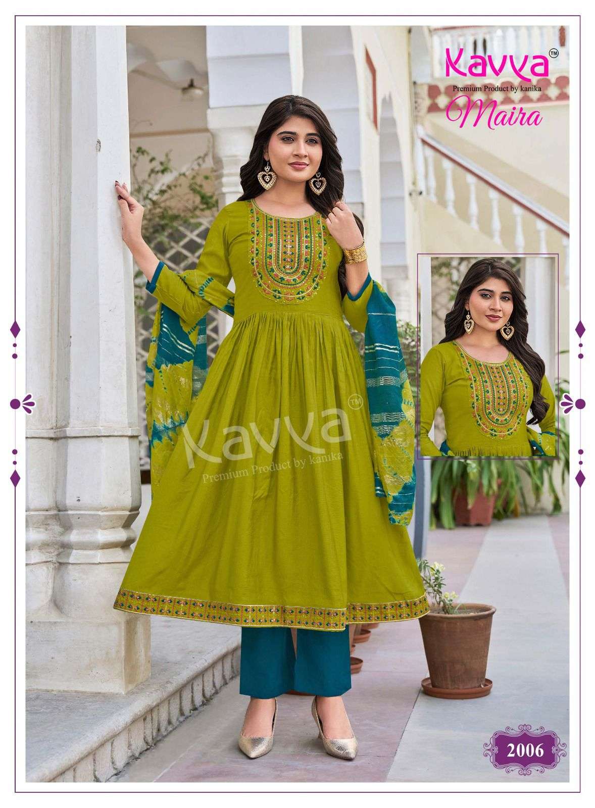 Kavya Maira Vol 2 Embroidered Kurti Pant Dupatta Set