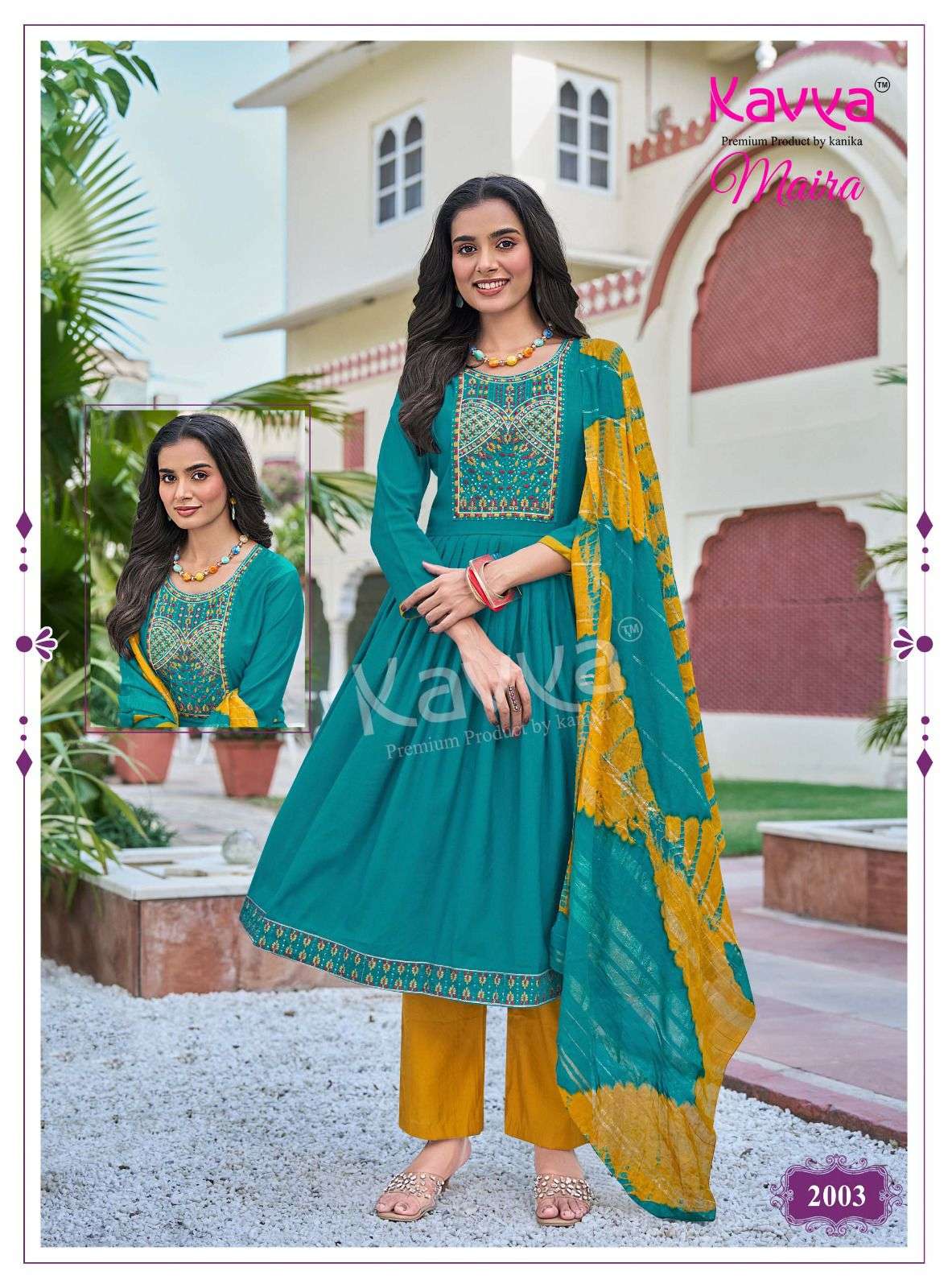 Kavya Maira Vol 2 Embroidered Kurti Pant Dupatta Set