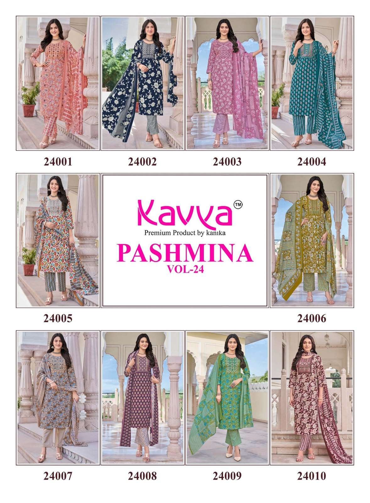 KAVYA PASHMINA VOL-24 Cotton Embroidered Ready To Wear Salwar Suit Set